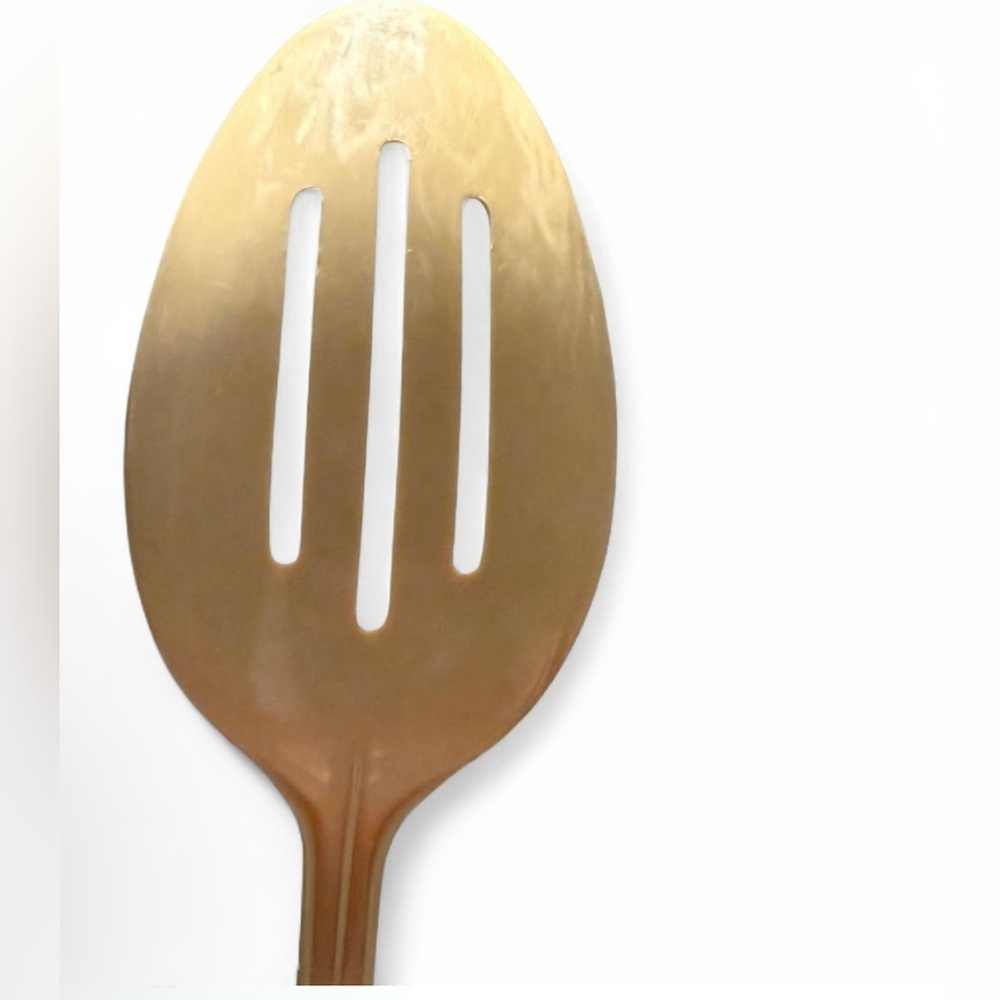 Vintage Almond Ekco Slotted Serving Spoon 11" Tan Made in USA-Slightly Used - Picture 3 of 5